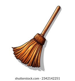 Broom tool minimalist simple stuff item illustration clipart icon vector jpg png white background that have some abstact clear vibes.