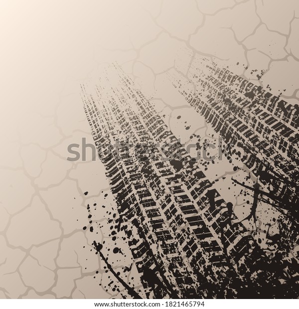Brown\
background with cracks tire tracks and ink\
blots