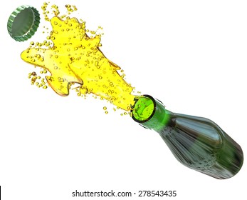 Brown Beer Bottle With Splash