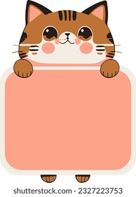 Brown and black cat, cute vector ilustration
