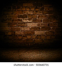 Brown Cement Brick With Border Black Vignette Background Studio Backdrop - Well Use As Back Drop Background, Black Board, Black Studio Background, Black Gradient Frame.