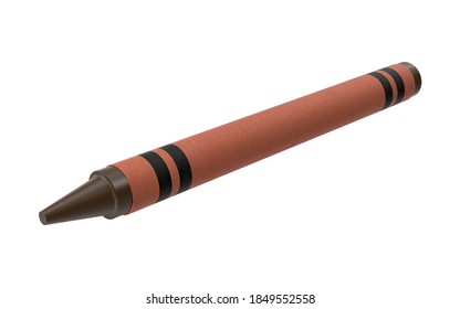 Brown Crayon 3D Illustration On White Background