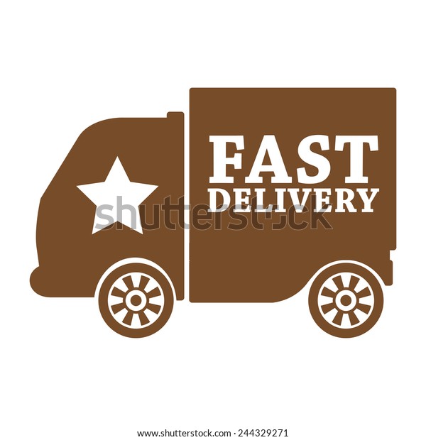 brown fast shipping icon, tag, label, badge, sign,\
sticker isolated on white\
