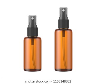 Brown Glass Bottle Spray Isolated On White Background, 3D Rendering