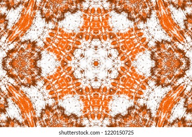 Brown kaleidoscopic effect with repetitive pattern. Art grunge mandala background