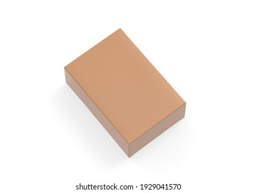 Brown Kraft Paper Box Mockup, Cardboard Packaging Box Mock Up Template On Isolated White Background, 3d Illustration