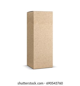 Brown Kraft Paper Box Mockup Isolated On White Background, 3d Rendering