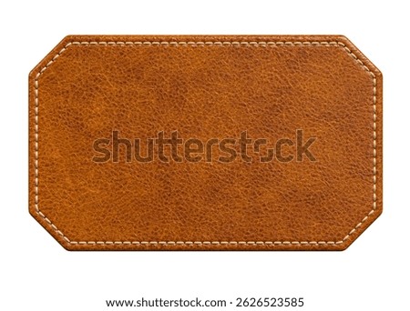 Brown Leather Octagonal Patch with Clean Stitching in 3D render isolated white background. 3d illustration