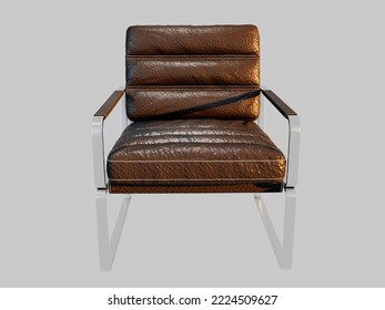 Brown Leather Sofa Isolated Background. 3d Rendering.