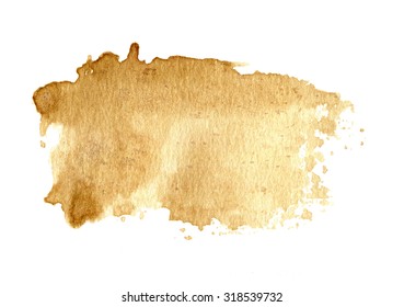 Brown old paper texture background, coffee color, hand paint,  with drops, isolated on white