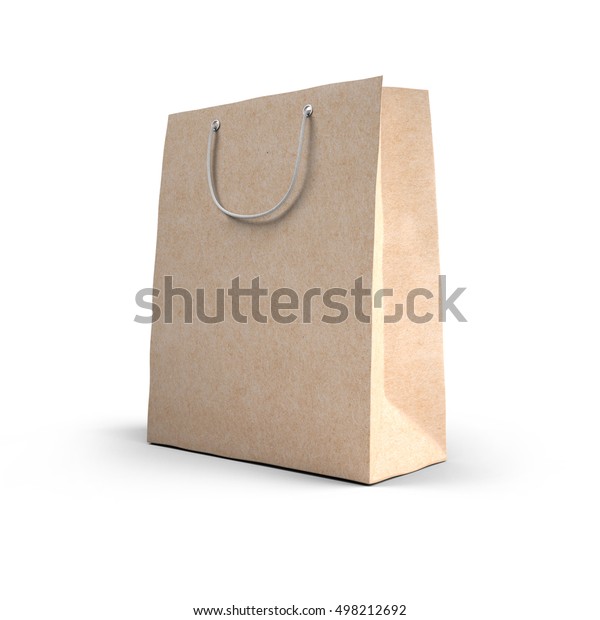 Download Brown Paper Bag Mockup On White Stock Illustration 498212692