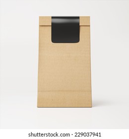 Brown Recyclable Paper Bag With Black Sticker