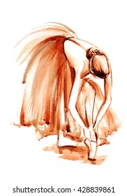 Brown Watercolor Ballerina 