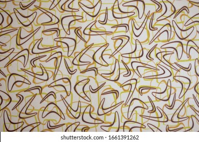 Brown, White, Mustard, Boomerang Pattern￼