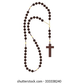 Brown wooden catholic rosary