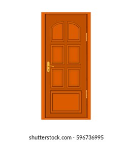 Brown Wooden Door Isolated Flat Icon Stock Illustration 596736995 ...