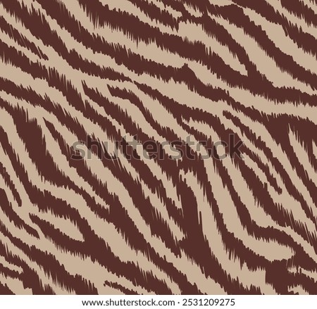 Brown zebra seamless abstract pattern illustration. Fabric motif texture repeated with vintage lines stripes with ikat effect.