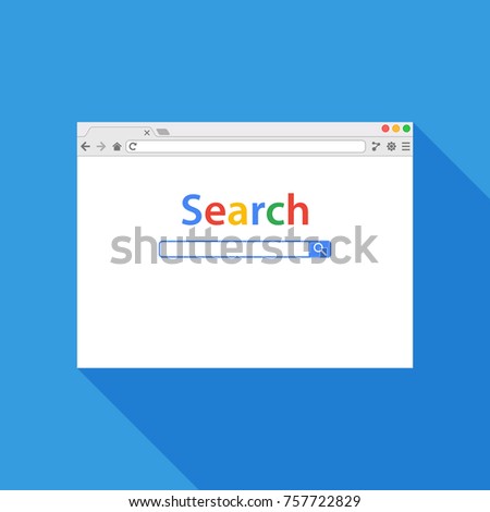 Browser window illustration. Flat style with long shadow. Window concept internet browser.  flat style with long shadow.