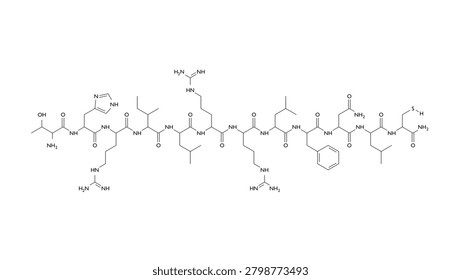 brp molecule, structural chemical formula, ball-and-stick model, isolated image neuroactive peptide agent