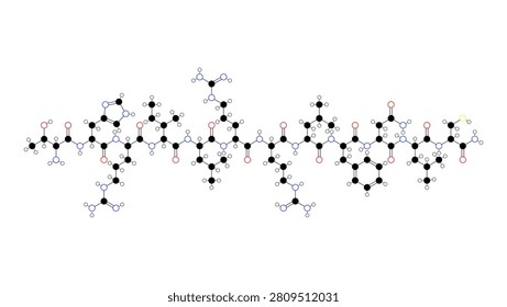 brp molecule, structural chemical formula, ball-and-stick model, isolated image brinp2-related peptide