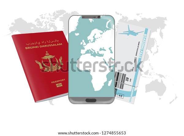 Brunei Bruneian Passport On Map Buy Stock Illustration 1274855653 Shutterstock 9103