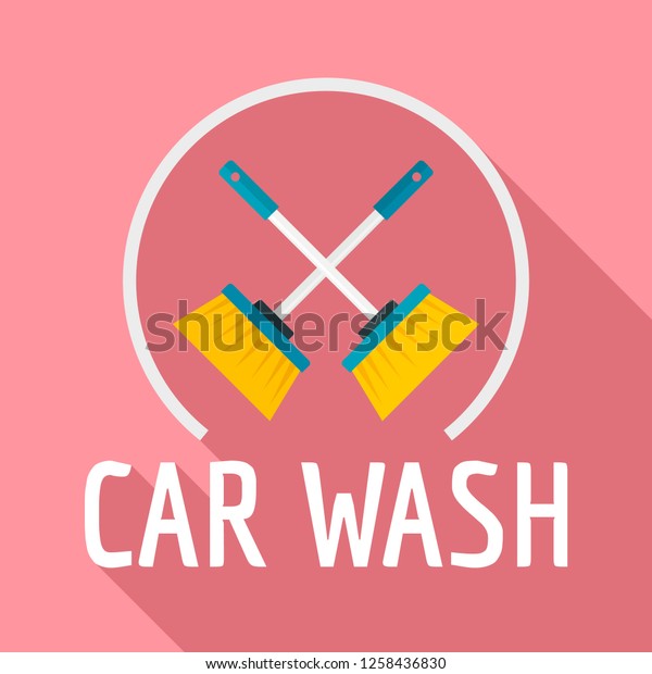Brush car wash logo. Flat illustration of brush\
car wash logo for web\
design