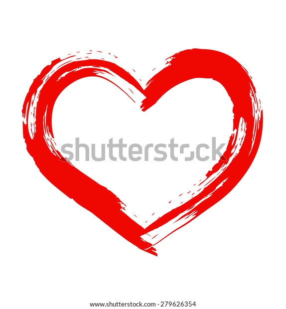 Brush Drawing Calligraphy Heart Isolated On Stock Illustration ...