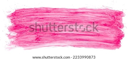 Brush painted abstract pink banner.  Hand made modern pink abstract painting. Abstract pink watercolor grunge background. Watercolor on white paper.