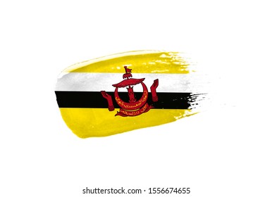 Brush Painted Brunei Flag. Hand Drawn Style