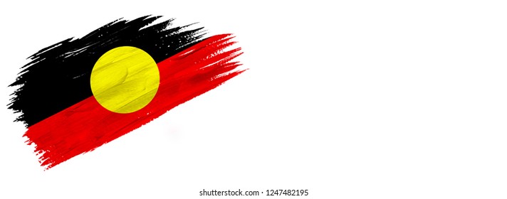 Brush Painted Flag ,flag Of Australian Aboriginal Isolated On White Background