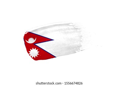 Brush Painted Nepal Flag. Hand Drawn Style