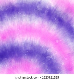 Brush strokes tie dye pattern abstract background in purple and pink colors, digital painted illustration