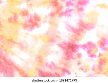 Brush Washes Textile. Fashion Glamour Drawing Ornament Arts. Bright Orange WatercolorCraft Messy Tie Dye Graffiti. Modern Cloth Material Print. Dyed Messy Rough Texture. Pink