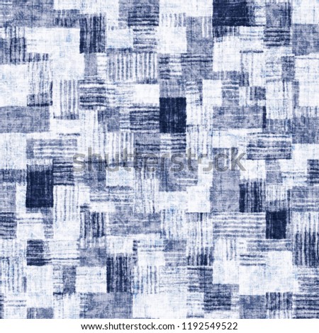 Brushed Patchwork Graphic Motif Bleached Effect Textured Background. Seamless Pattern. 