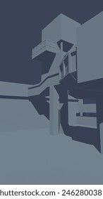 Brutalist architecture vector made in blender 3d software
