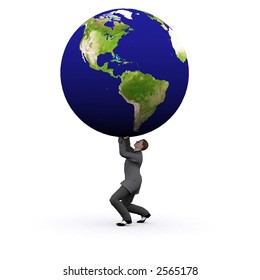 Similar Images, Stock Photos & Vectors of 3d man holding the earth ...