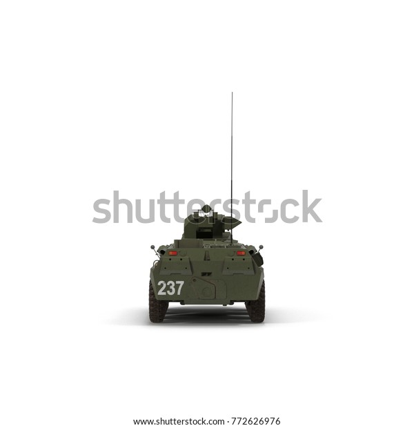 BTR-80 wheeled armoured vehicle personnel\
carrier on white. 3D\
illustration
