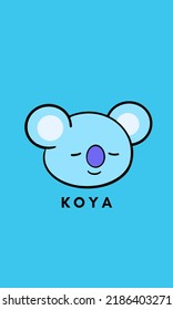 BTS (Koya BT21) A Cute Blue Cartoon With A Smiling Face. Suitable For Phone Wallpaper