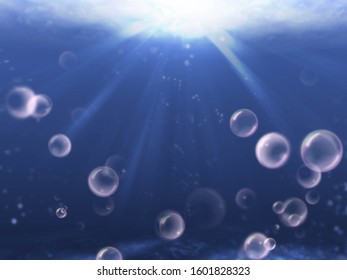 bubble group on under water blue background