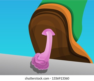 Bubble Gum On Heel Shoe Concept Background. Cartoon Illustration Of Bubble Gum On Heel Shoe Concept Background For Web Design