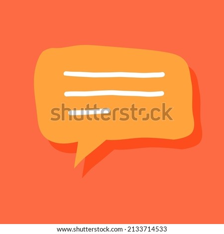 Bubble speech talk doodle or chat balloon drawn fun cute cartoon message illustration orange color, think comic speak simple frame, cloud dialog conversation icon image