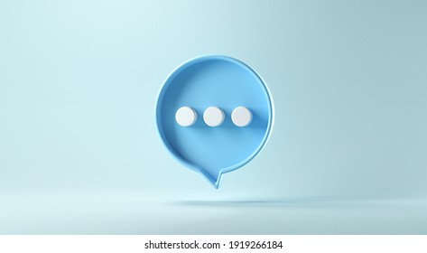 Bubble Talk Or Comment Sign Symbol On Blue Background. 3d Render.