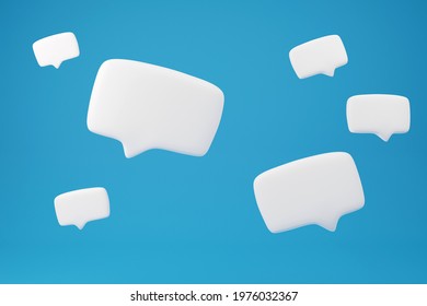 Bubble Text Box Conversation Speech On Blue Background, 3d Rendering