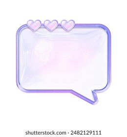 Bubble text message Y2K element with pastel hologram holographic chrome 3d effect