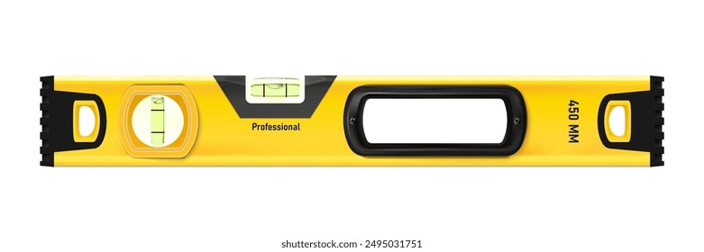 Bubble tool, realistic yellow small construction level isolated on white background. Ruler building and engineering equipment. illustration Eps 10. - Powered by Shutterstock