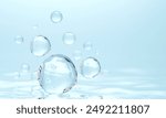 bubbles floating on water surface. 3d illustration