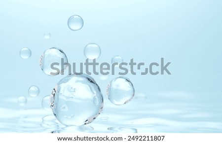 bubbles floating on water surface. 3d illustration