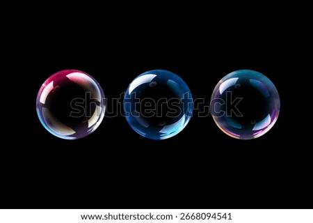 BUBBLES ISOLATED ON BLACK BACKGROUND, WATER AIR BUBBLY SPHERES BACKDROP