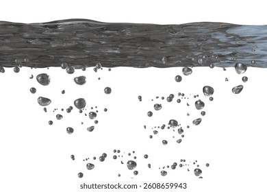 Bubbles rising through a liquid surface