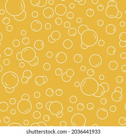 Bubbles Seamless Pattern. Oktoberfest Pattern. Yellow White Color Beer Texture. Fizzy Water Background, Abstract Soda Wallpaper